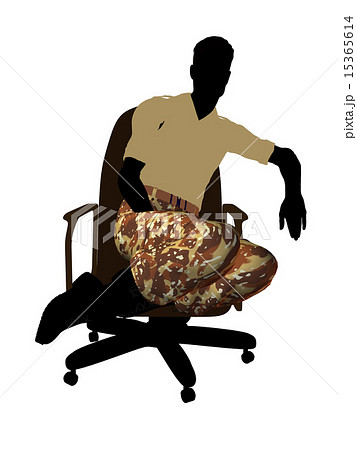 Male Soldier Sitting On An Office Chair Illustration Silhouette 15365614