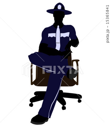 Male Police Officer Sitting In A Chair Illustration Silhouette 15365841
