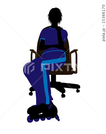 Female Roller Skater Sitting On An Office Chair Silhouette Female Roller Skater Sitting On An Office Chair Silhouette 15366170