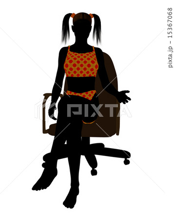 Female Teen In A Swimsuit Sitting In An Office Chair Silhouette 15367068