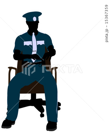 Male Police Officer Sitting In A Chair Illustration Silhouette Male Police Officer Sitting In A Chair Illustration Silhouette 15367359