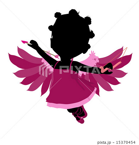 Little African American Cupid Girl Illustration Silhouette 15370454