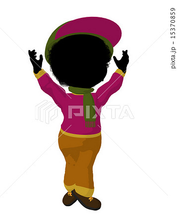 Little African American Outdoor Girl Illustration Silhouette 15370859