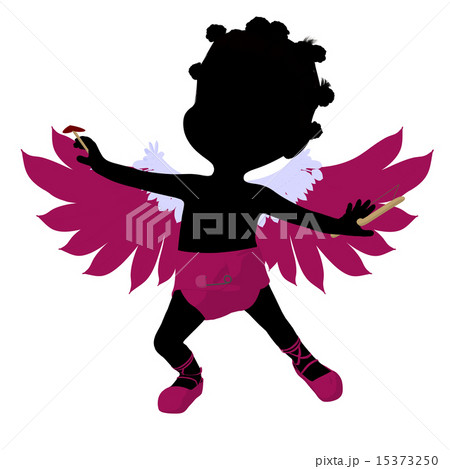 Little African American Cupid Girl Illustration Silhouette Little African American Cupid Girl Illustration Silhouette 15373250