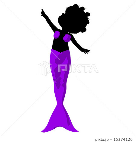 Little African American Mermaid Girl Illustration Silhouette Little African American Mermaid Girl Illustration Silhouette 15374126