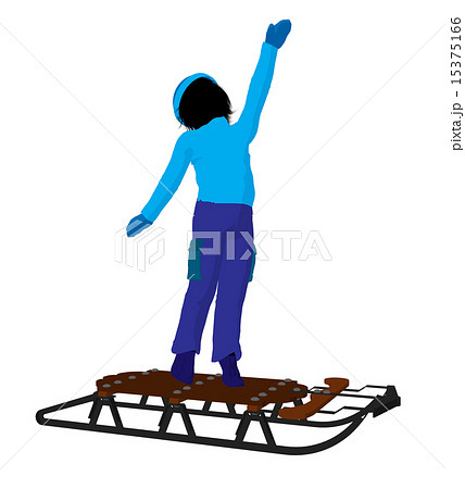 Boy On A Sled Silhouette Boy On A Sled Silhouette 15375166