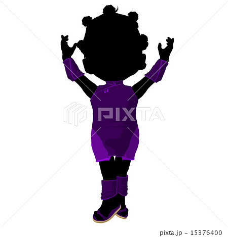 Little African American Asian Girl Silhouette Illustration 15376400