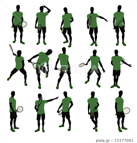 Male Tennis Player Illustration Silhouette Male Tennis Player Illustration Silhouette 15377001