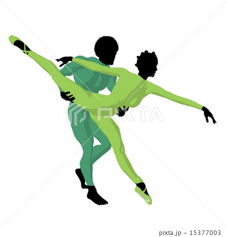 African American Ballet Couple Illustration Silhouette 15377003