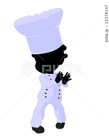Little African American Chef Girl Illustration Silhouette 15378147