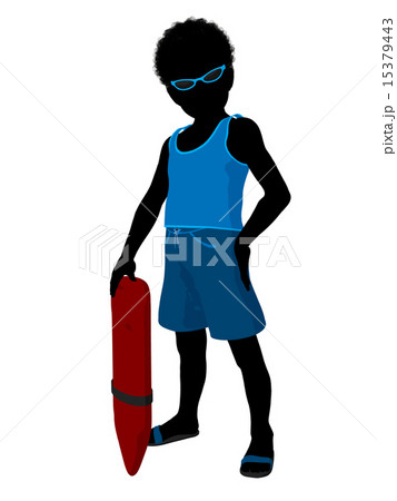 African American Beach Boy Silhouette Illustration 15379443