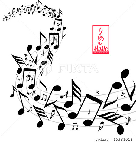 Messy scattered music notes on stave 15381012