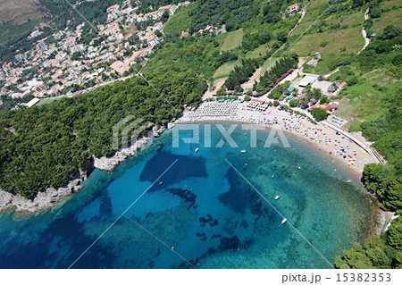 Aerial view of the town Petrovac, Montenegro 15382353