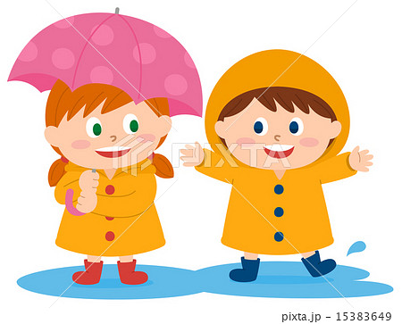 雨の日の子供のイラスト素材 15383649 Pixta