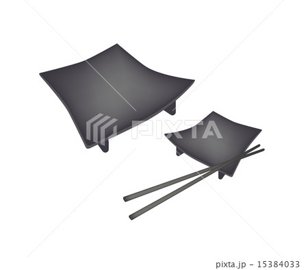 Two Black Geta Plate or Wooden Sushi Board Two Black Geta Plate or Wooden Sushi Board 15384033