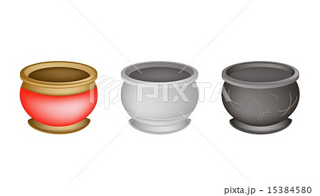 Three Chinese Incense Burner on White Background 15384580