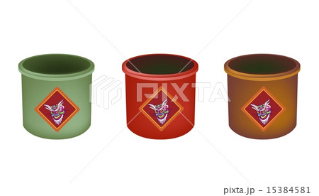 Three Brass Joss Stick Pots on White Background 15384581