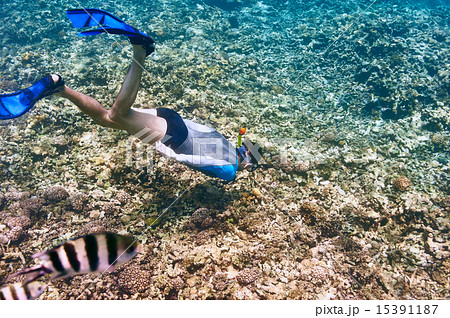 Man with mask snorkeling 15391187
