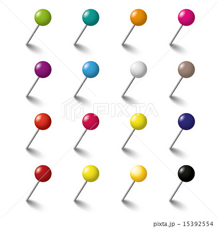 16 Colored Tacks Setのイラスト素材