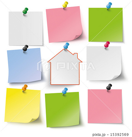 8 Colored stickers Thumbtacks House 15392569