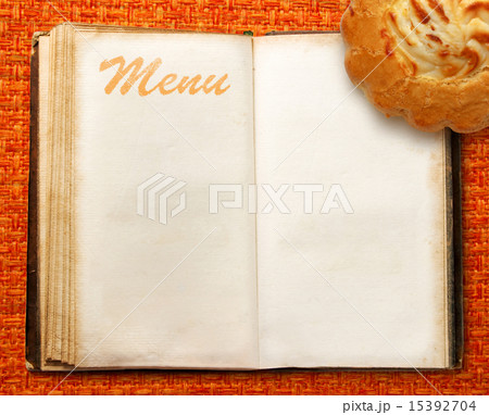 Menu book with cake 15392704