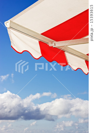 Awning over bright blue sky Awning over bright blue sky 15393615