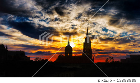 Gozo church on sunset background Gozo church on sunset background 15393989