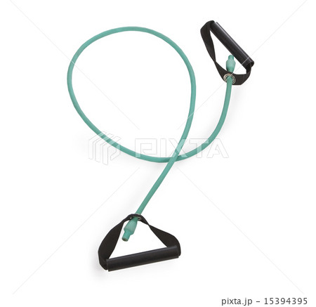 Green fitness expander equipment over white 15394395
