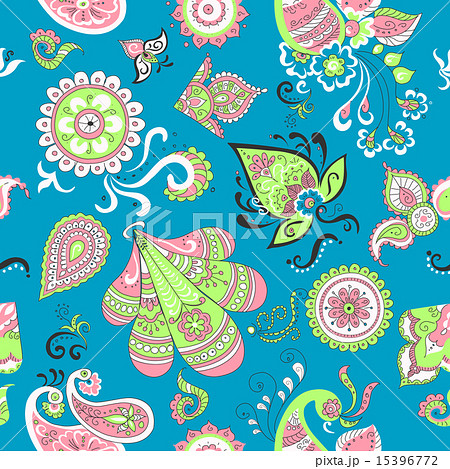 Colored Indian vintage floral seamless Colored Indian vintage floral seamless 15396772