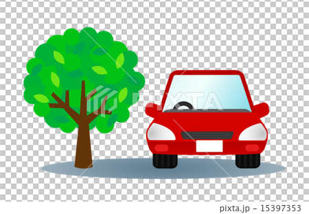 赤い車と木 15397353