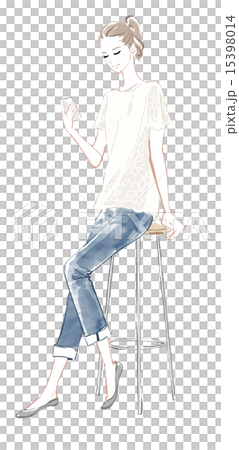 A woman sitting on a stool 15398014