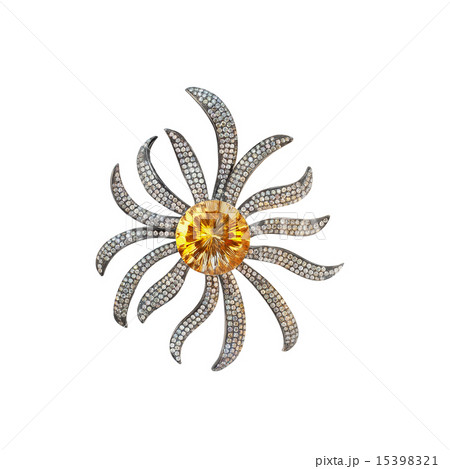 brooch black gold with citrine and diamonds brooch black gold with citrine and diamonds 15398321