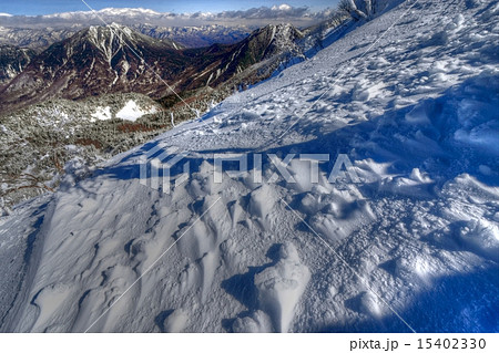 日光男体山山頂の雪紋と太郎山 日光男体山山頂の雪紋と太郎山 15402330