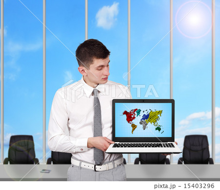 laptop with world map 15403296