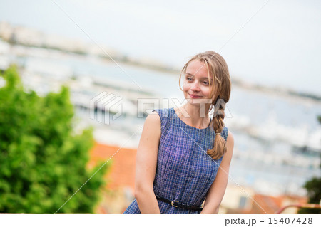 woman on Le Suquet hill in Cannes woman on Le Suquet hill in Cannes 15407428