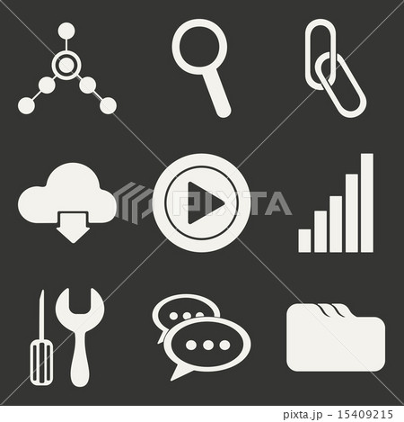 Flat in black and white concept mobile application internet icons Flat in black and white concept mobile application internet icons 15409215