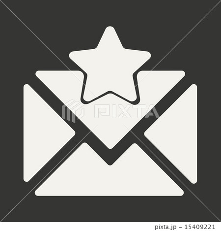 Flat in black and white mobile application envelope star Flat in black and white mobile application envelope star 15409221