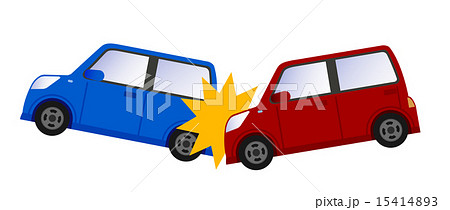 赤い車と青い車事故のイラスト素材