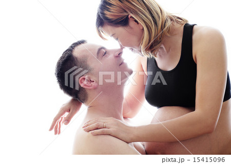 His pregnant asian wife and a happy husband 15415096