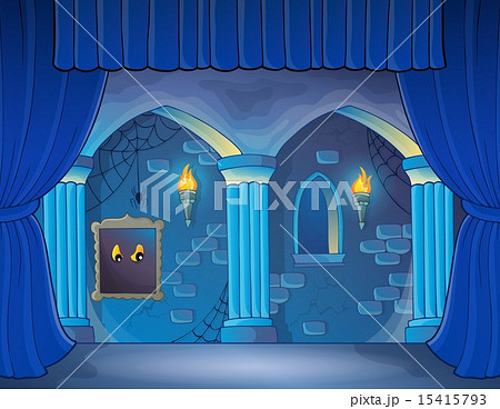 Stage with haunted interior theme 15415793