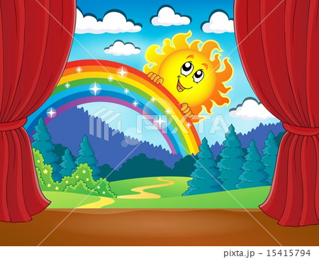 Stage with rainbow and sun 15415794