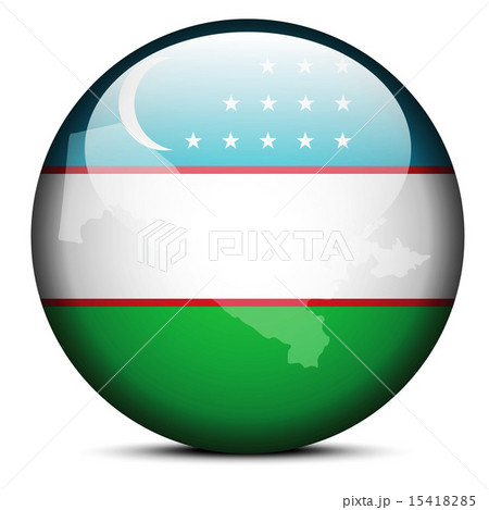 Map on flag button of Republic of Uzbekistan 15418285