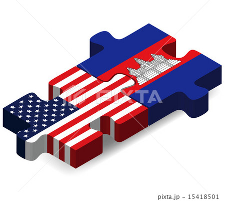 USA and Cambodia Flags in puzzle 15418501