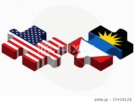 USA and Antigua and Barbuda Flags in puzzle 15419128