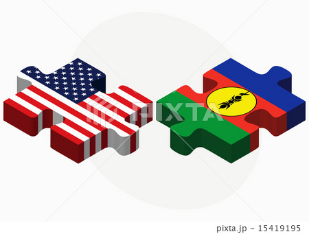 USA and New Caledonia Flags in puzzle 15419195
