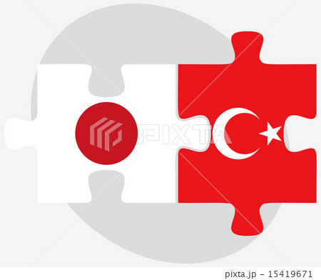 Japan and Turkey Flags in puzzle Japan and Turkey Flags in puzzle 15419671
