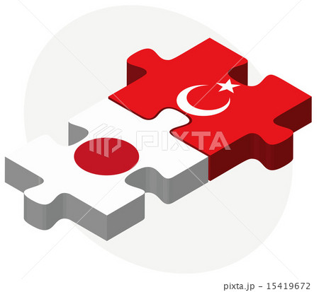 Japan and Turkey Flags in puzzle Japan and Turkey Flags in puzzle 15419672