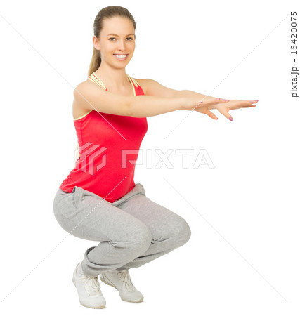 Sporty girl doing gymnastic exercises 15420075
