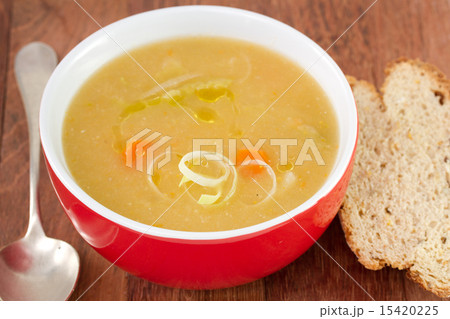 vegetable soup in red bowl vegetable soup in red bowl 15420225