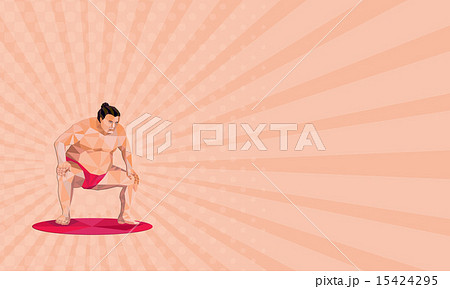 Business card Japanese Sumo Wrestler Squat Low  Business card Japanese Sumo Wrestler Squat Low  15424295